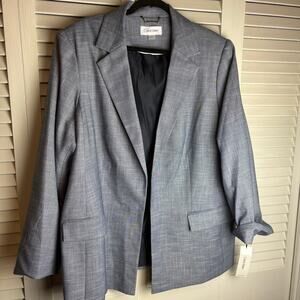 Calvin Klein Navy and White Blazer Jacket No Button Size 22W NWT